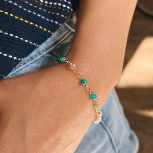 14K Gold-filled Blue Gemstone Crystal  Bracelet